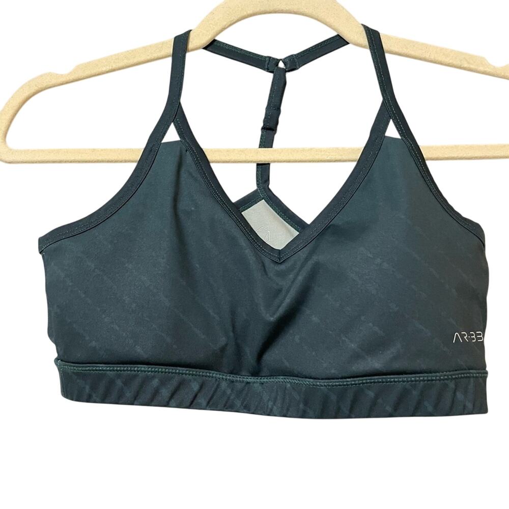 AR33 Green Padded Sports Bra Womens Small Athletic Gym Top Modest Gorpcore Top